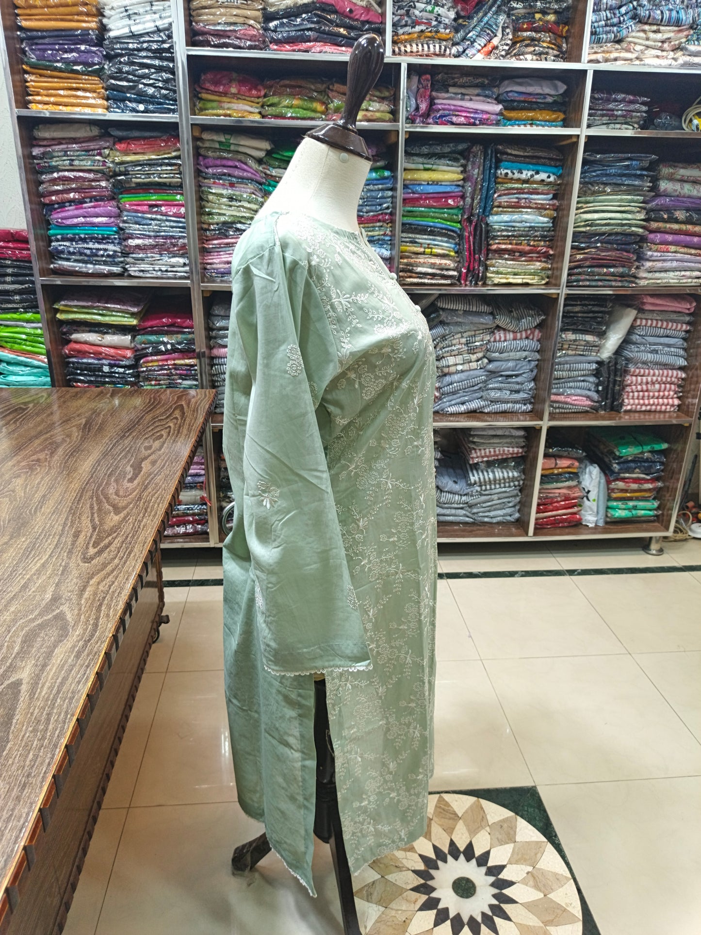 Breeze embroidered lawn stiched long shirt trouser 2pc cjpsta