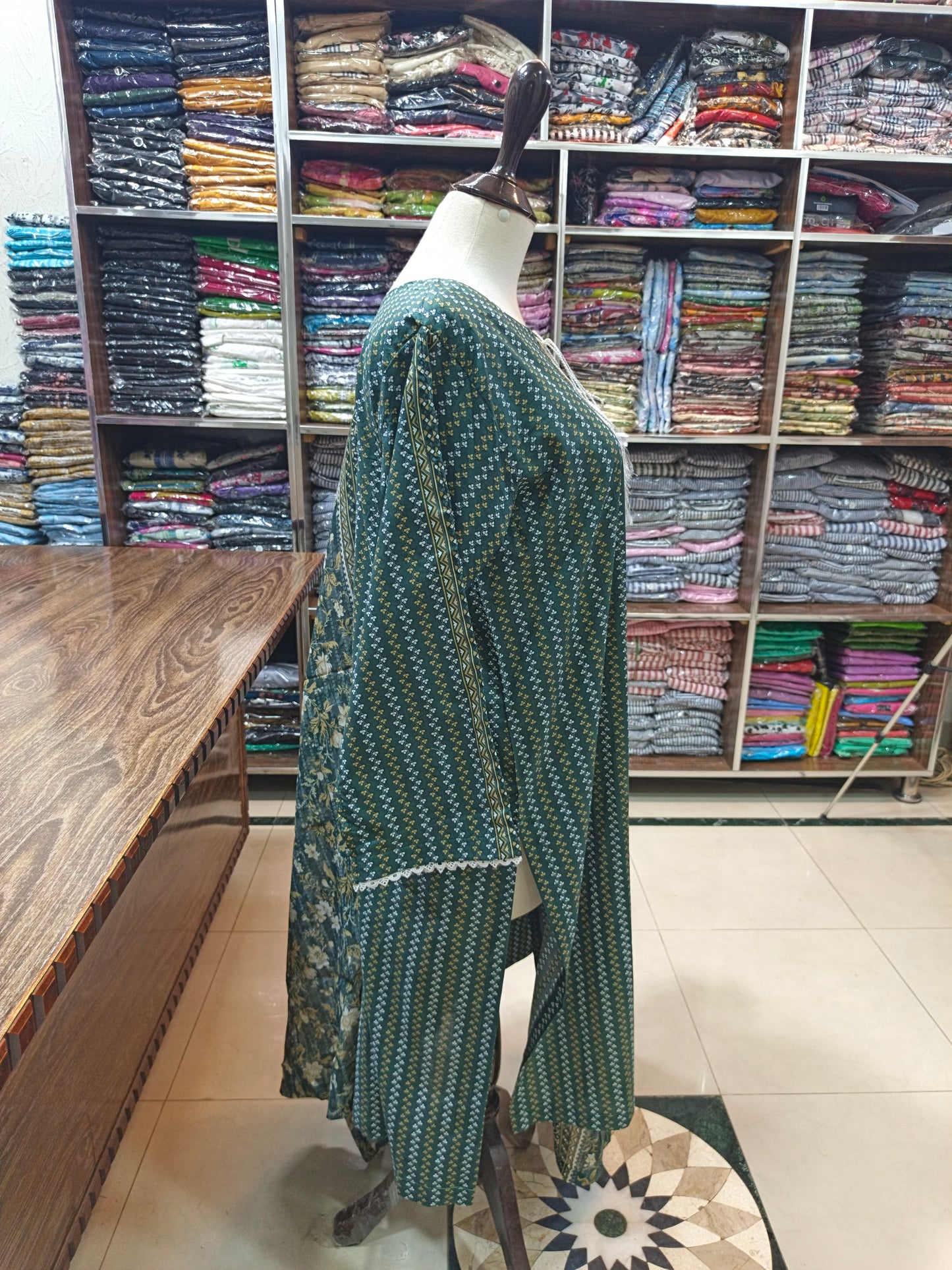 Bin saeed premium lawn stiched shirt trouser 3pc grenstrip