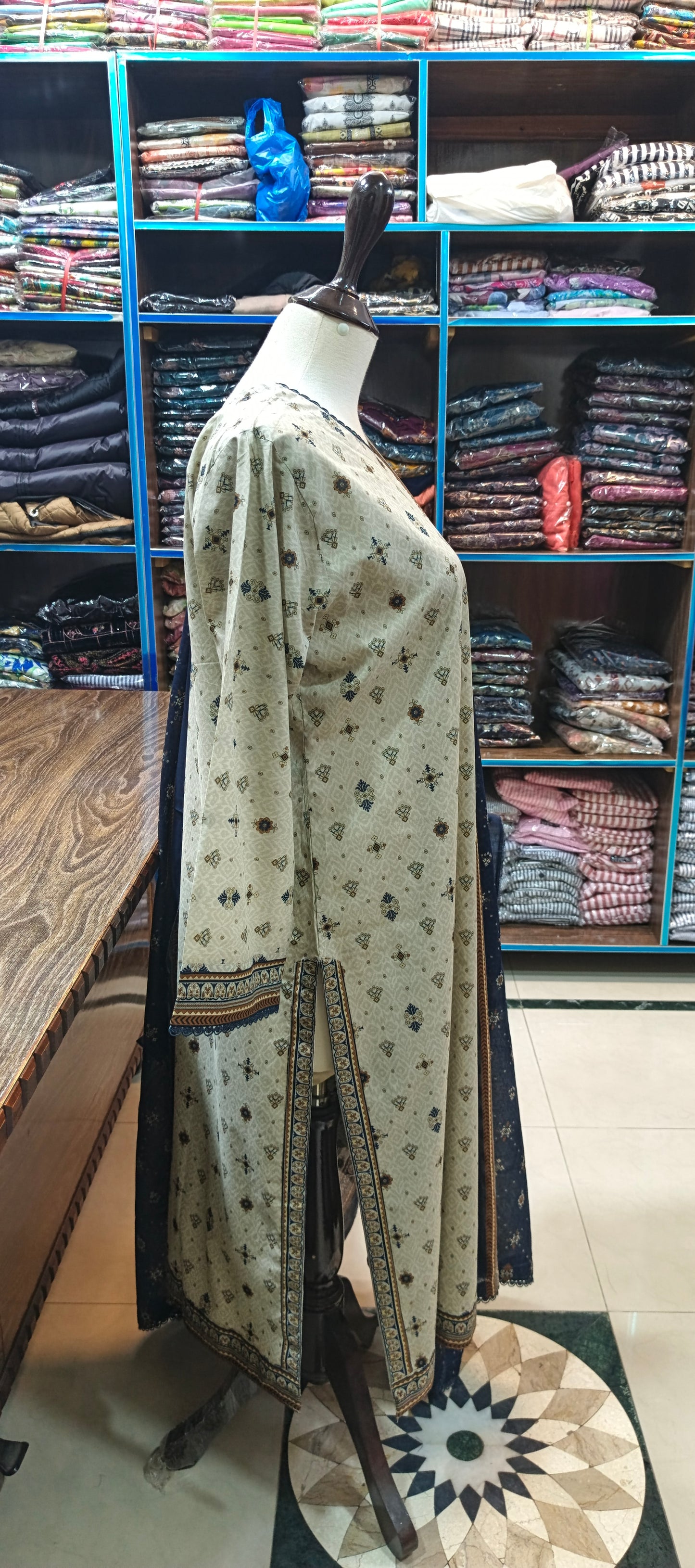 Bin saeed lawn stiched shirt trouser 3 pc