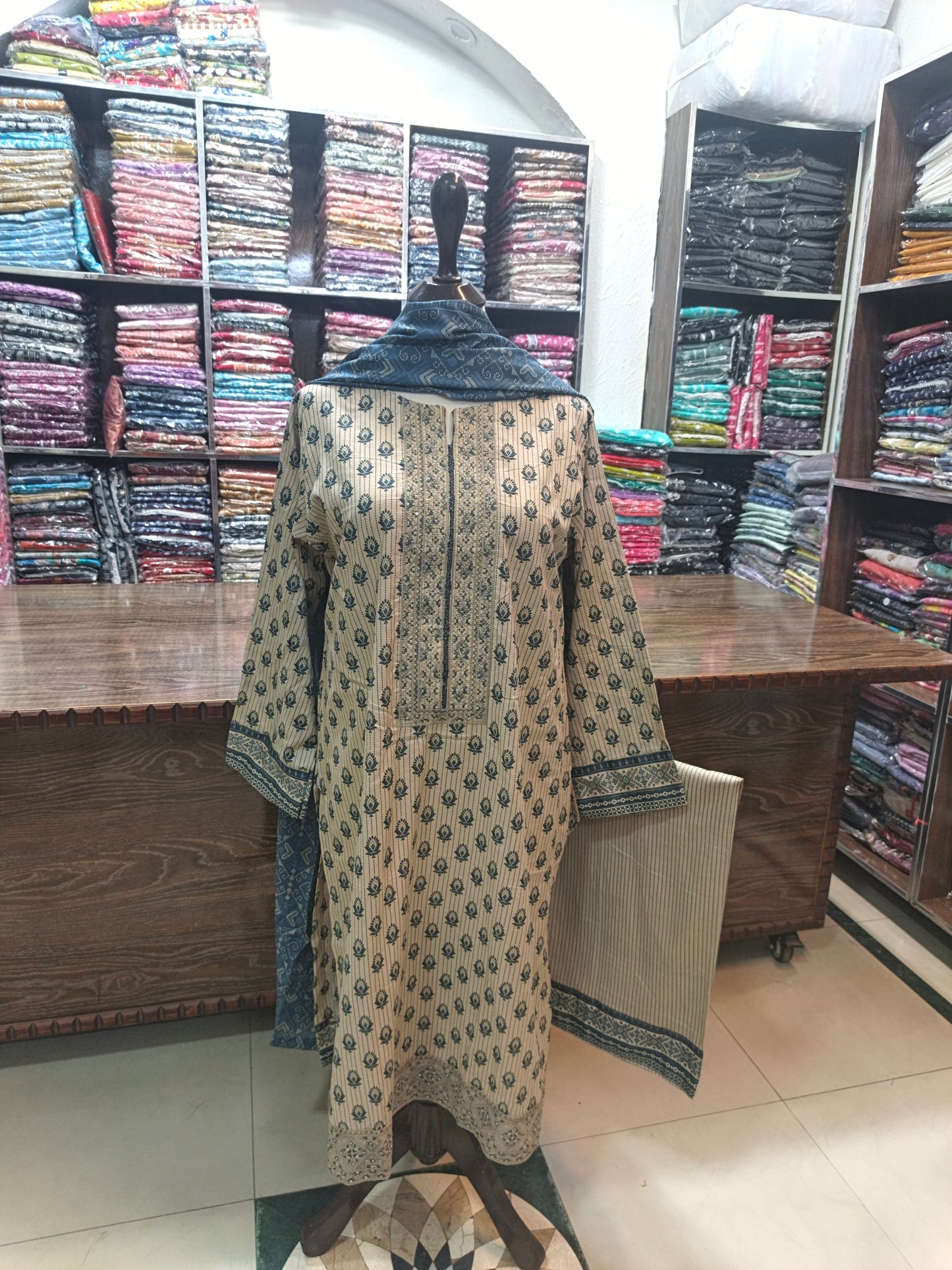 Binsaeed embroidered stiched shirt trouser 3pc frz
