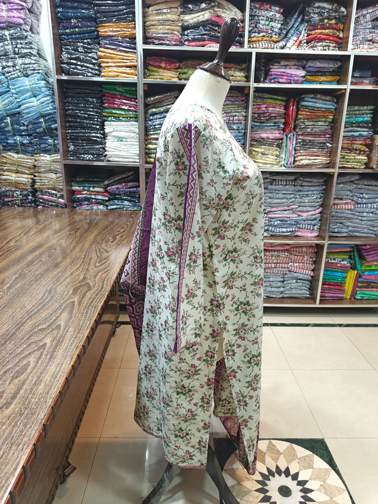 Binsaeed premium lawn stiched shirt trouser stiched 3pc motiaprpl