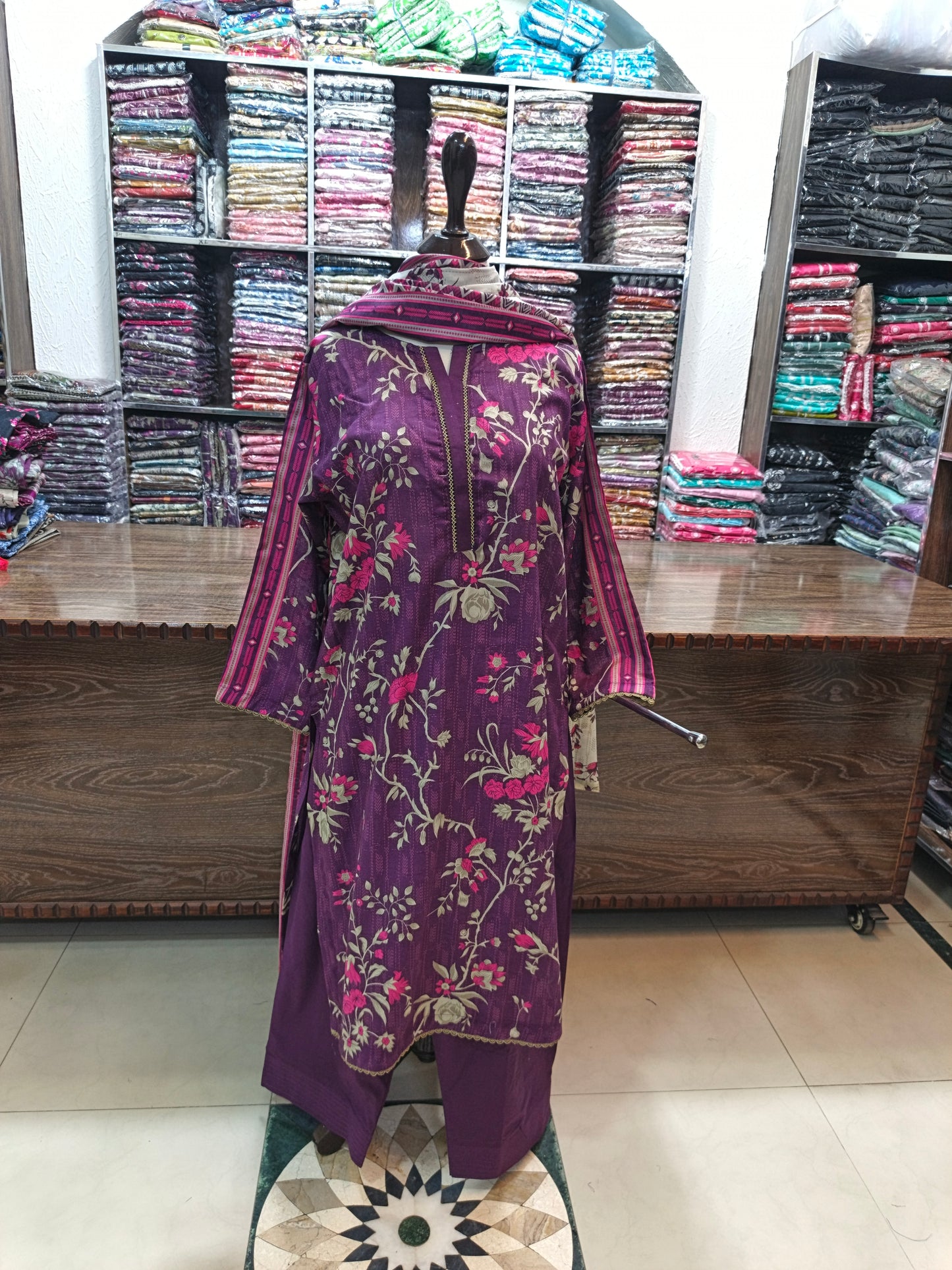 Safina premium lawn stiched shalwar kameez 3 pc plmfl