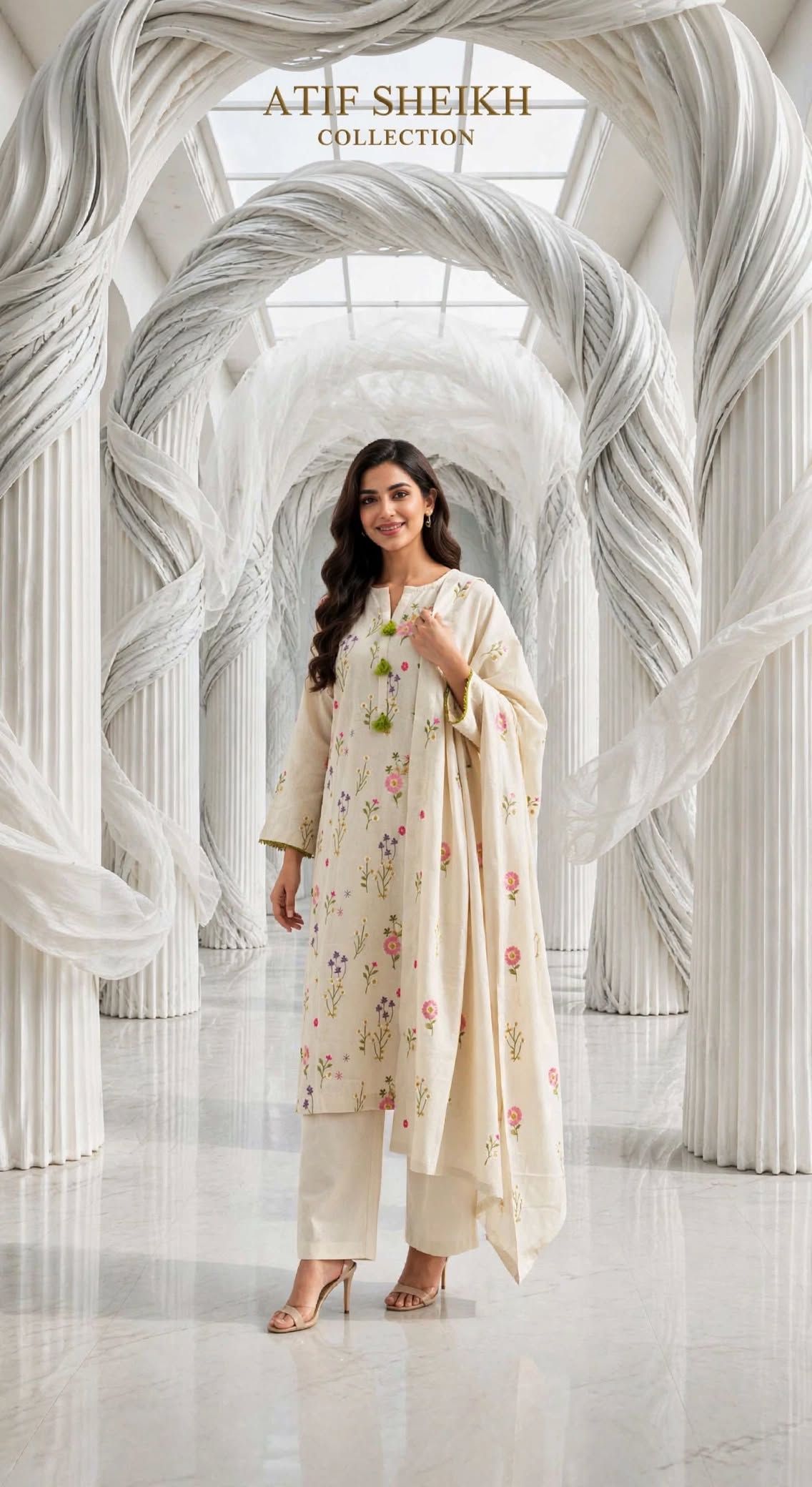 KARANDI khaddar  EMBROIDERD STICHED SHIRT TROUSER 3 pc