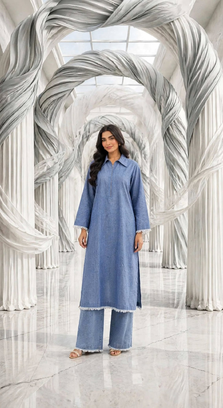 DENIM STICHED 2 PC SUITS