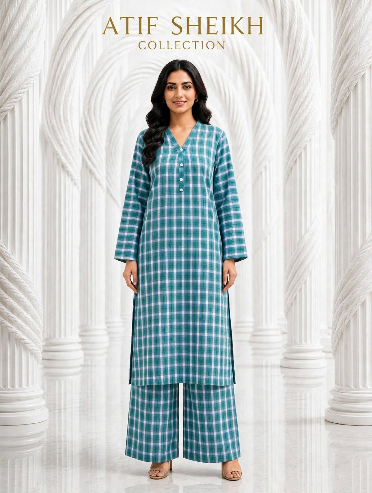 Laila woolen stiched long shirt trouser shirt 2 pc teelchk