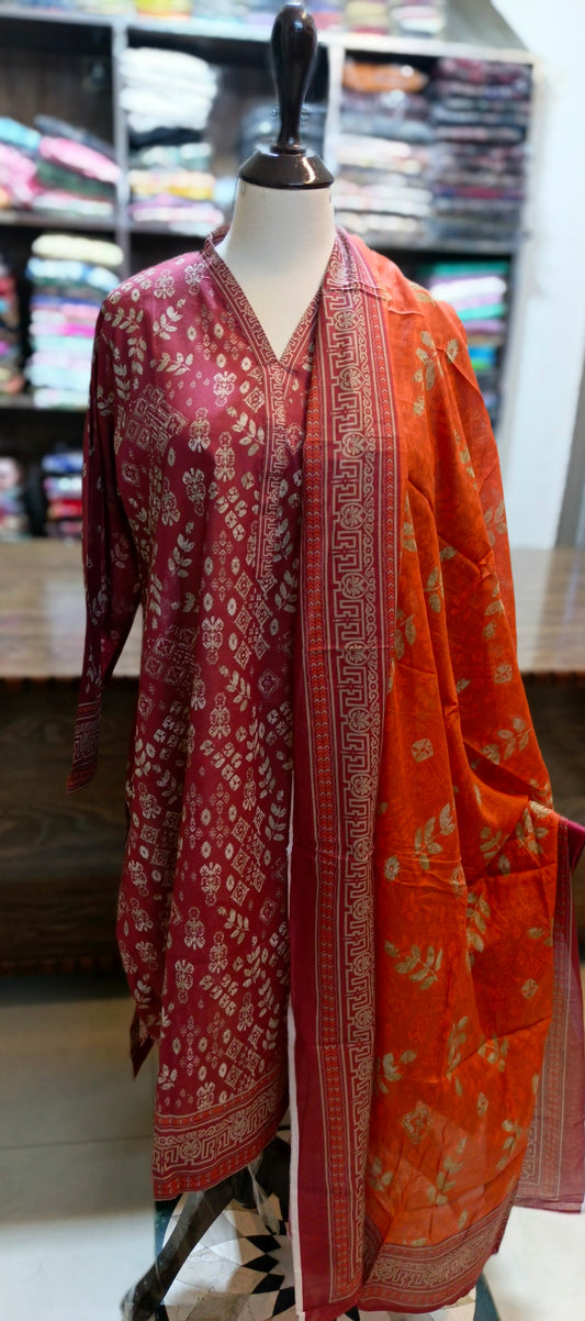 Co ord set 3 pc pure lawn