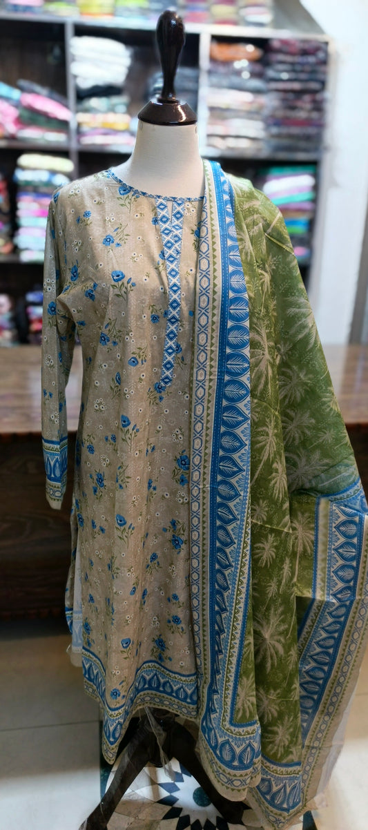 Co ord set 3 pc pure lawn