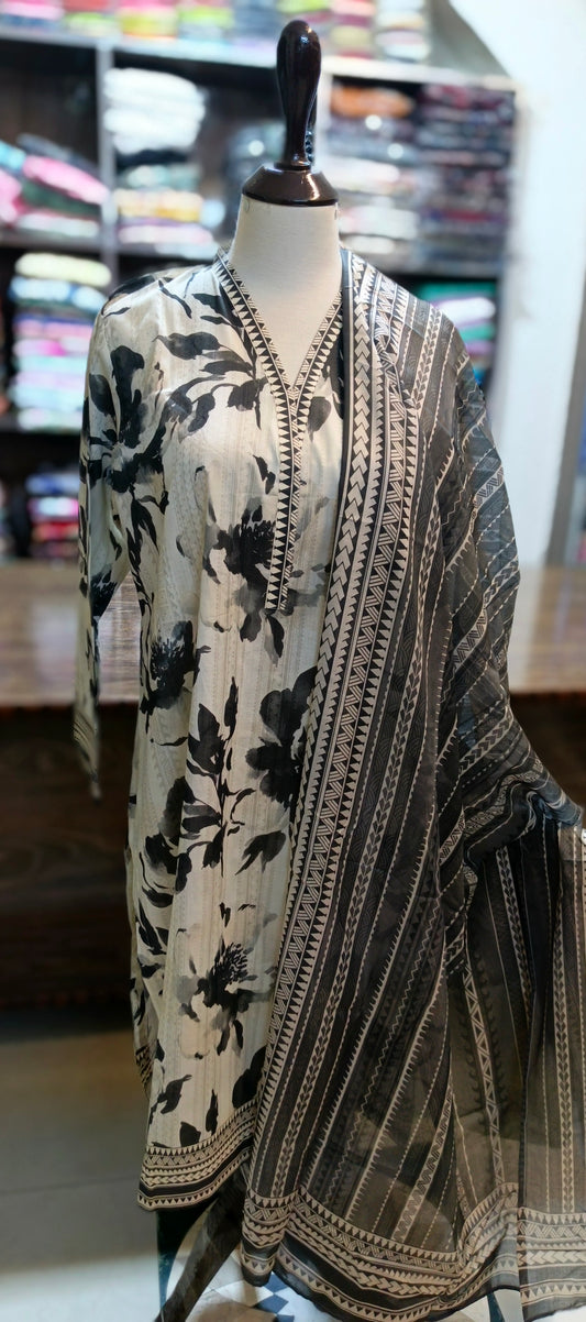 Co ord set 3 pc pure lawn
