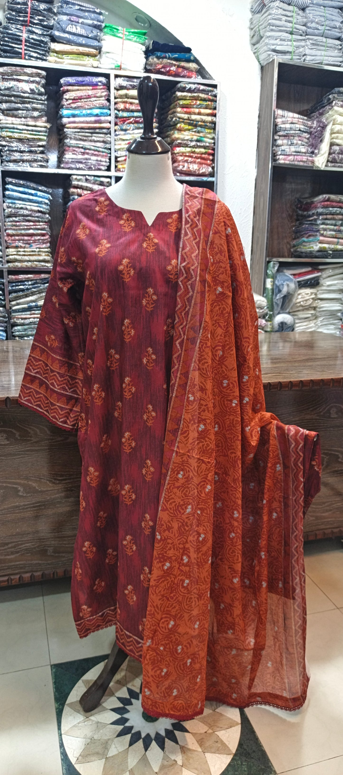 Safina premium lawn stiched shirt trouser 3 pc mrno2