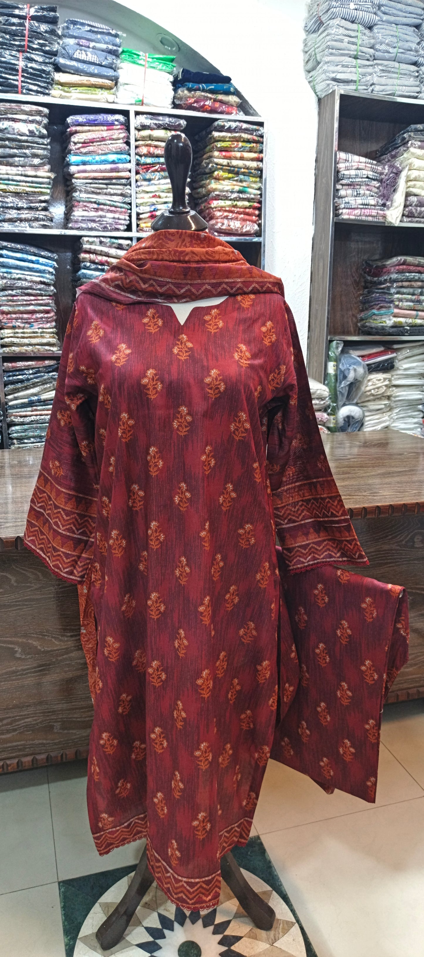 Safina premium lawn stiched shirt trouser 3 pc mrno2