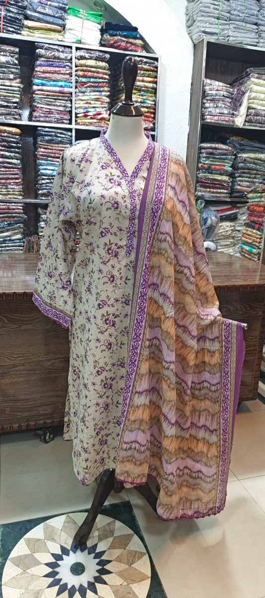 Bin saeed lawn long shirt trouser stiched 3 pc