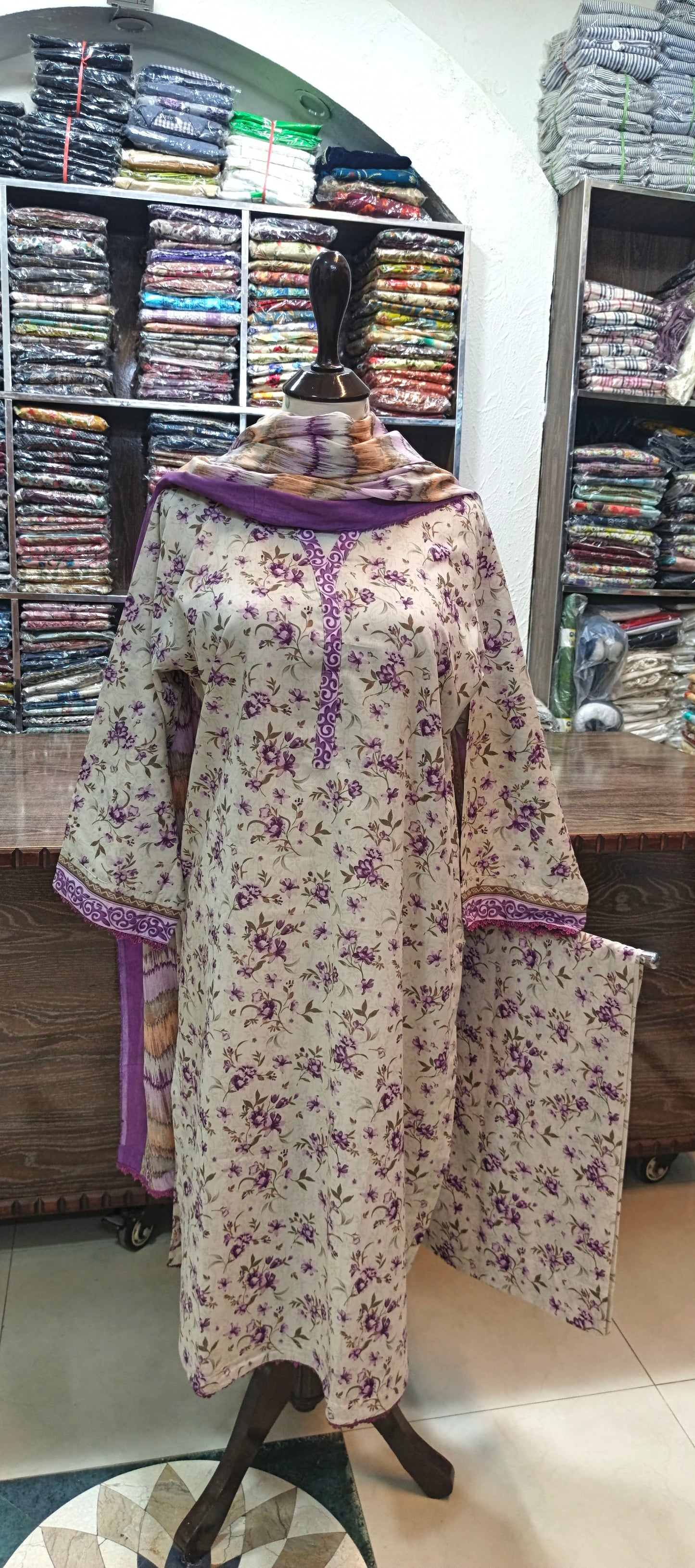Bin saeed lawn long shirt trouser stiched 3 pc