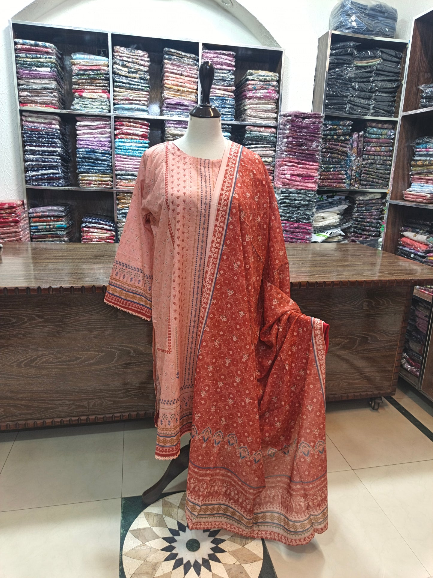 Safina premium lawn stiched shalwar kameez 3 pc pech