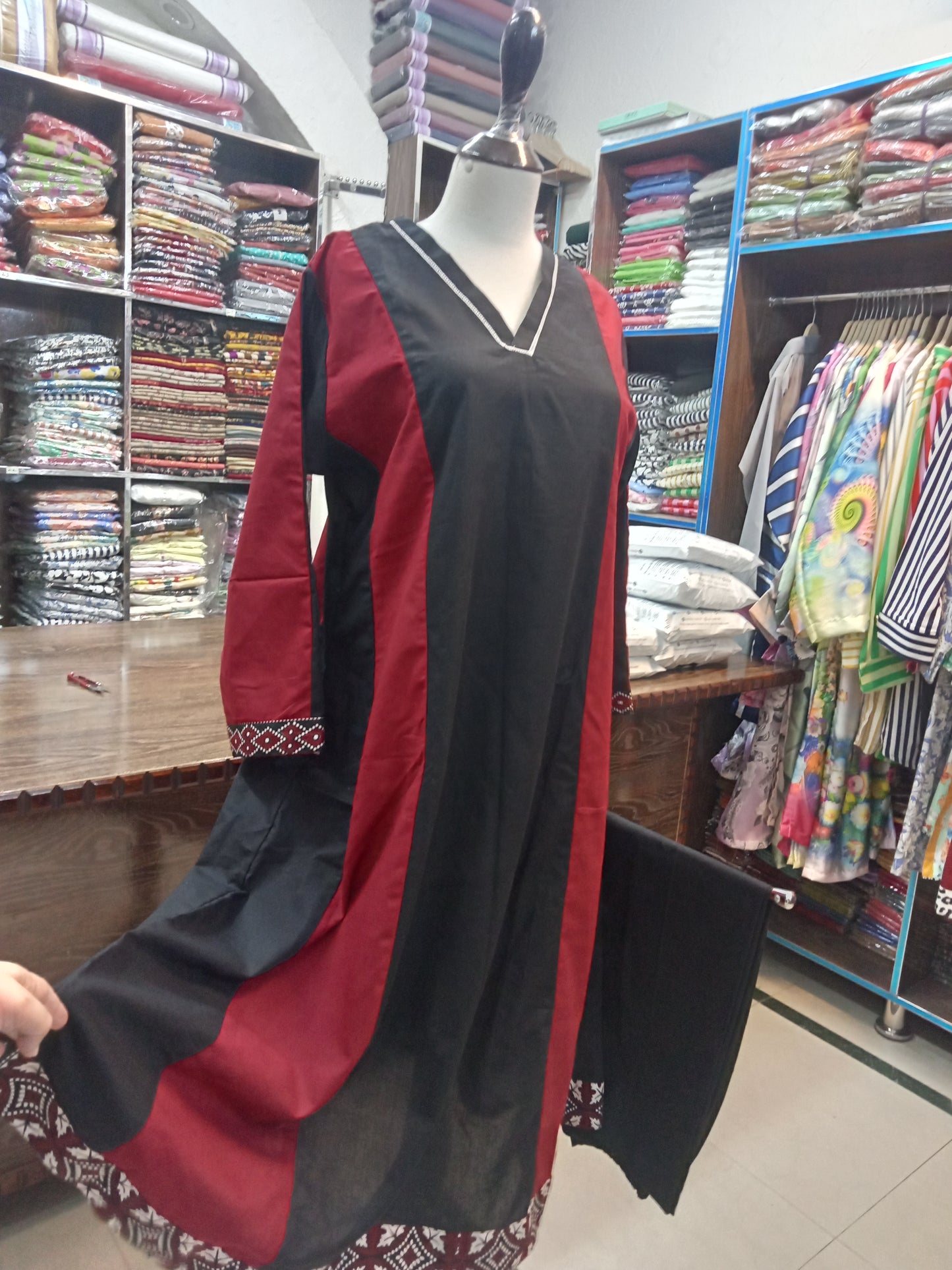 BIN SAEED WINTER KHADDAR STITCHED LONG FROCK - AMBREEN CLOTHING