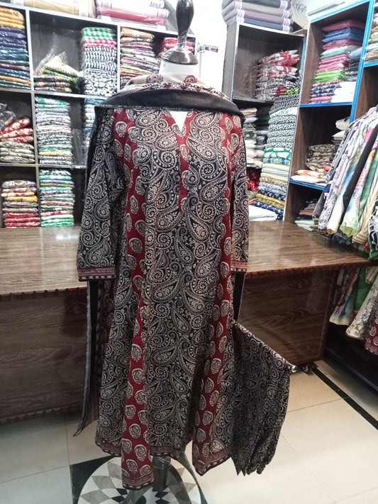 BIN SAEED WINTER KHADDAR STITCHED LONG FROCK - AMBREEN CLOTHING