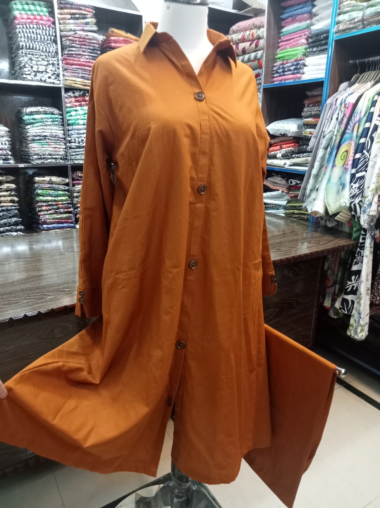 A line stitched khaddar co ord set - AMBREEN CLOTHING