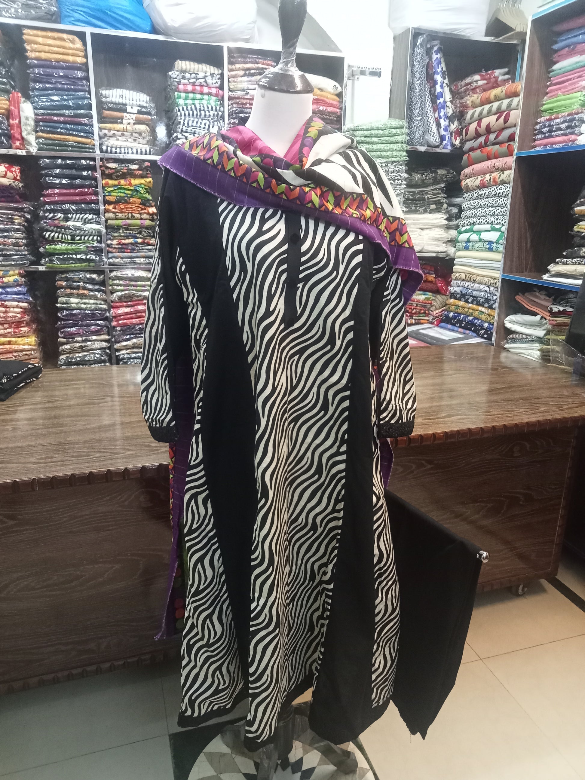 BIN SAEED WINTER KHADDAR STITCHED LONG FROCK - AMBREEN CLOTHING