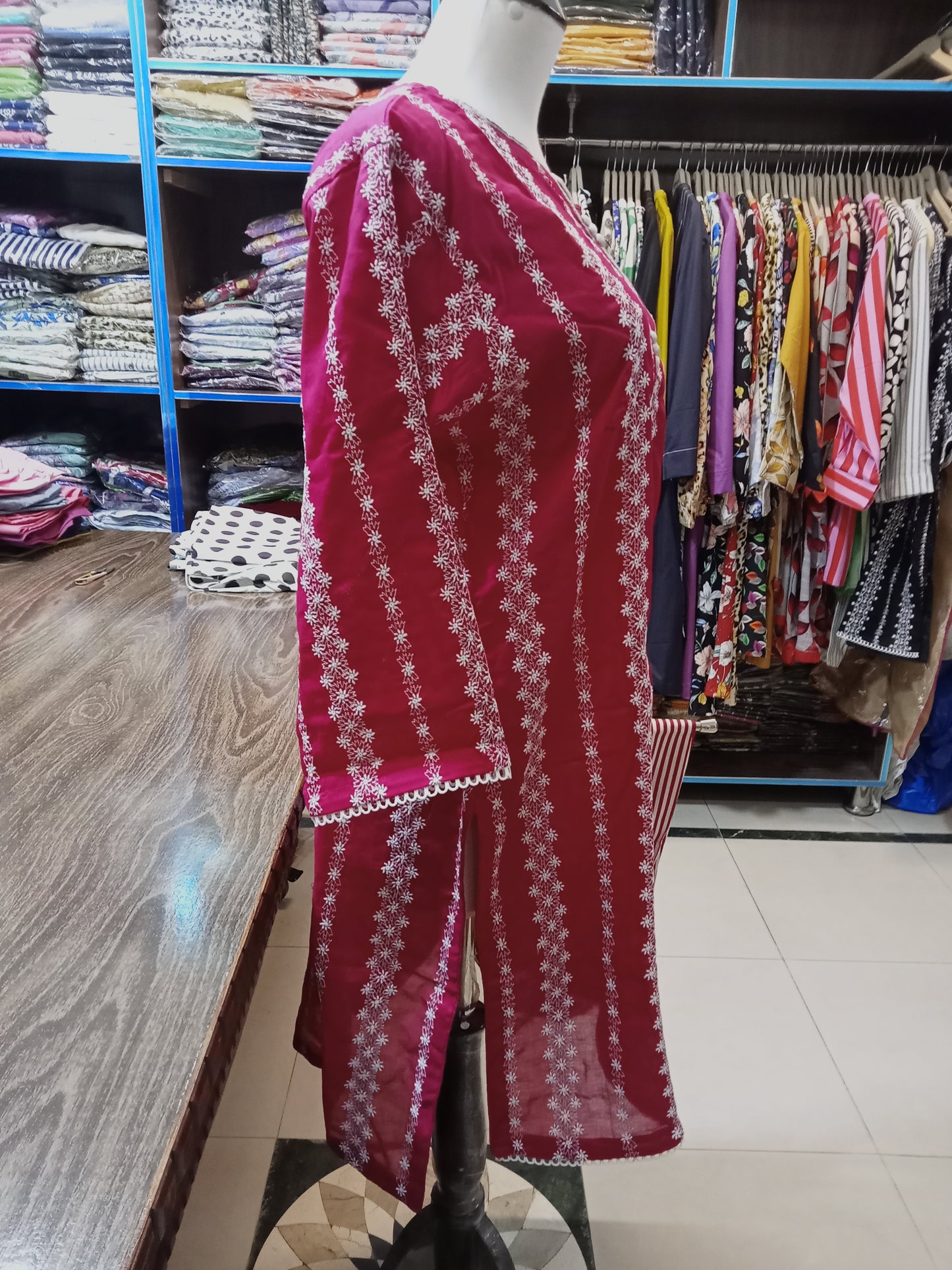 Lawn embroidered stitched shalwar qameez