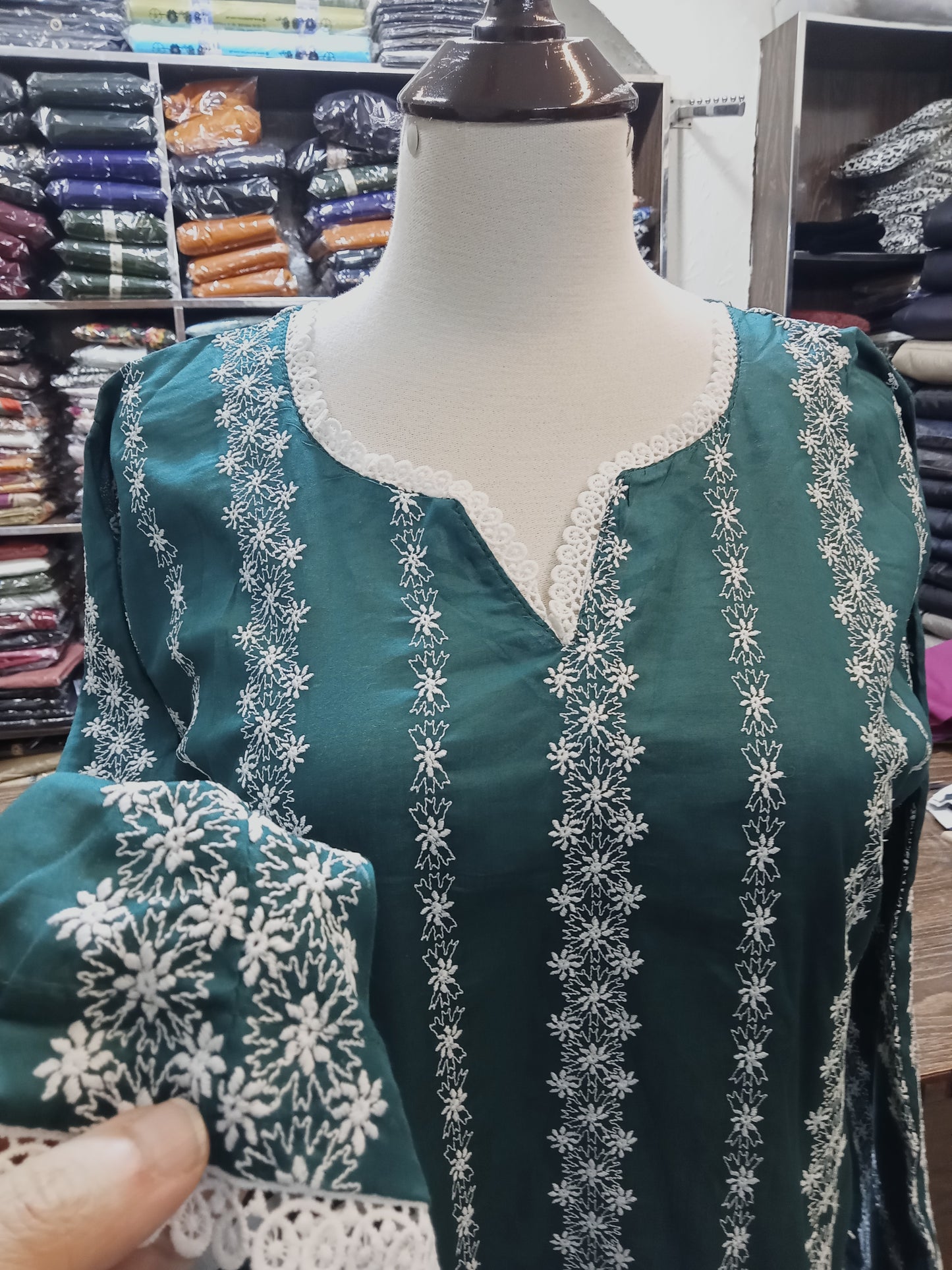 Lawn embroidered stitched shalwar qameez