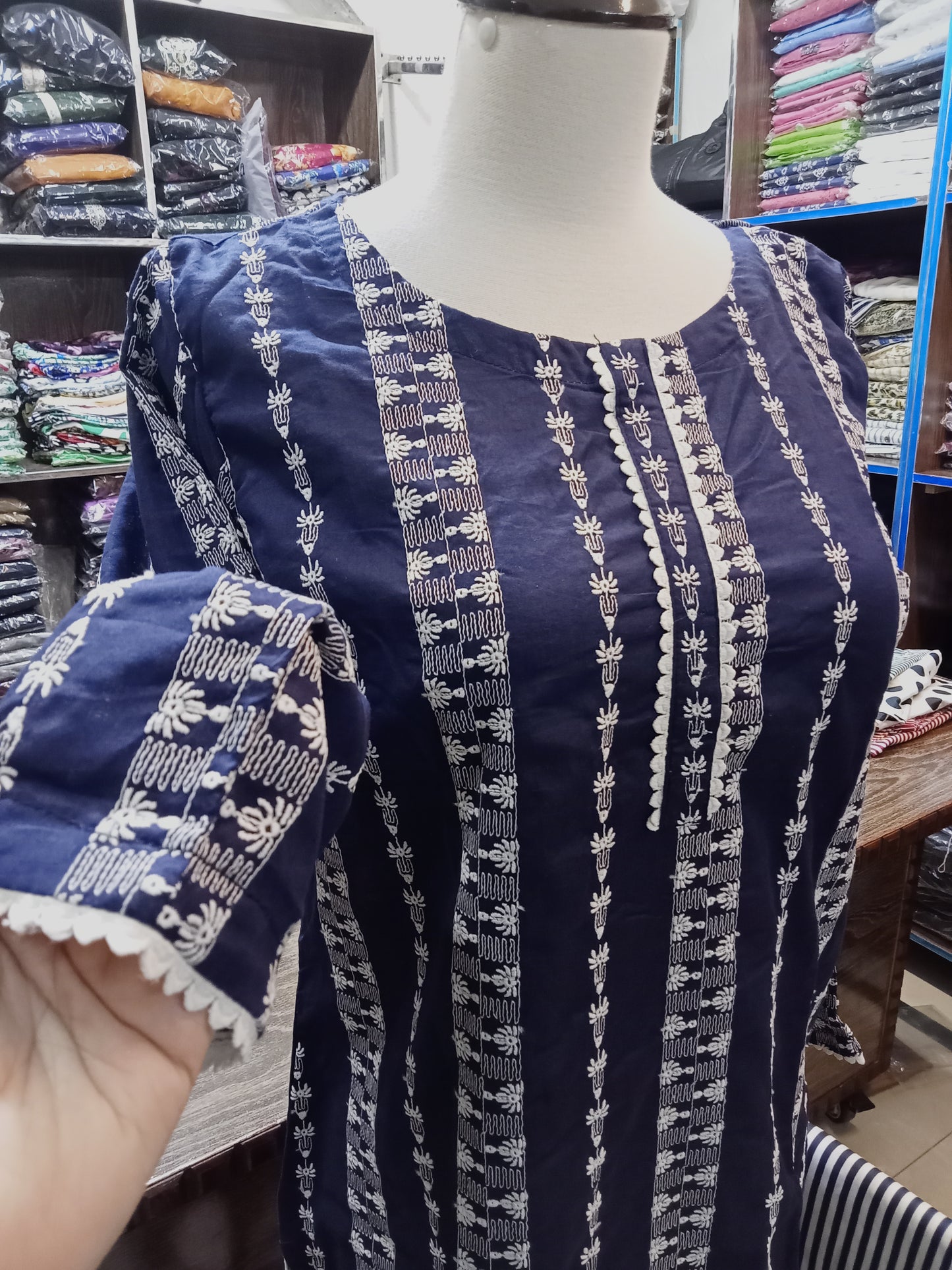 Lawn embroidered stitched shalwar qameez