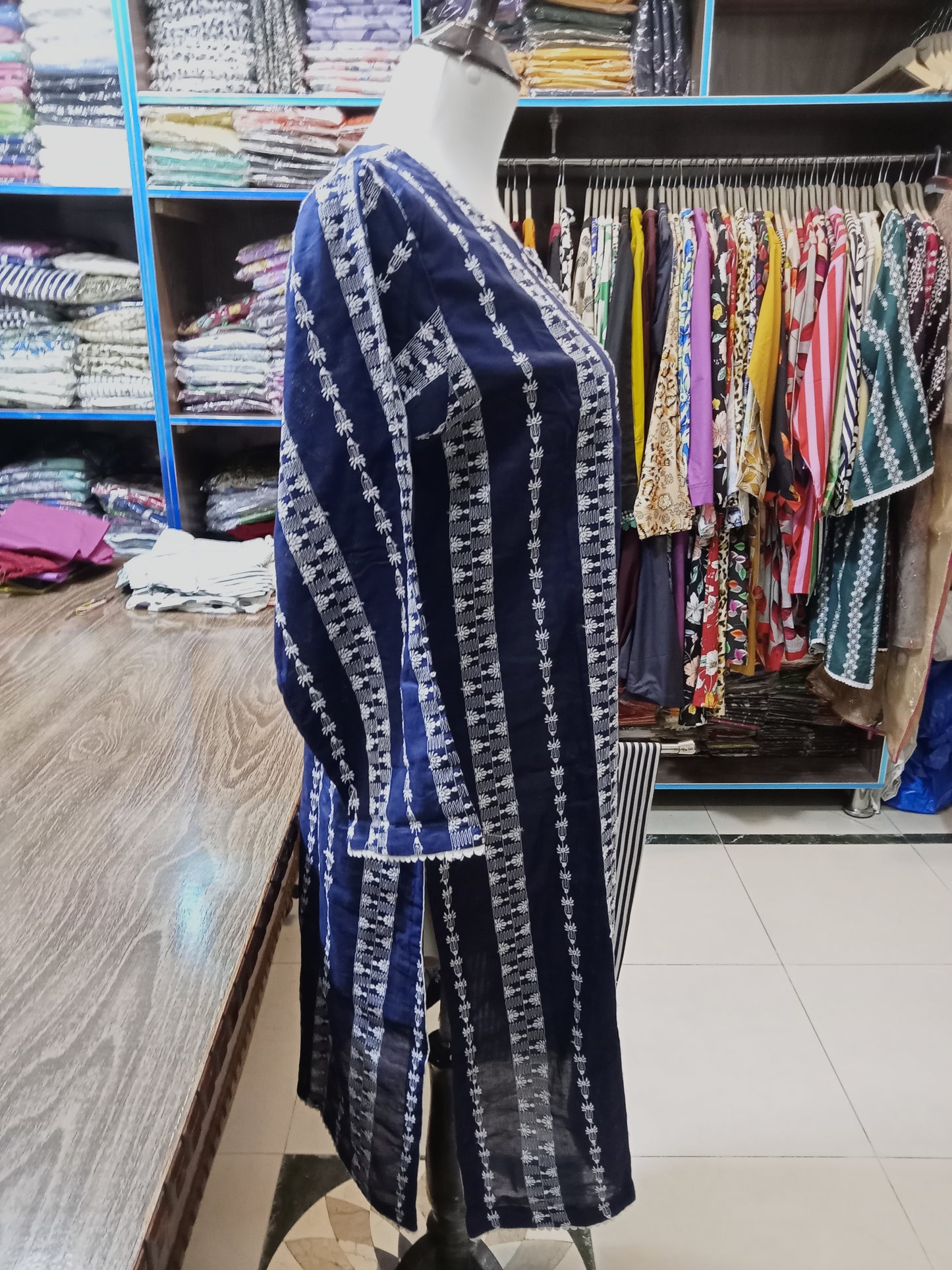 Lawn embroidered stitched shalwar qameez