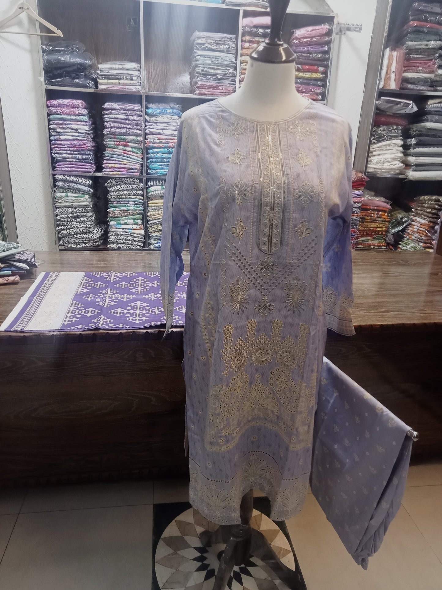 embroidered shirt trousers 3 pc