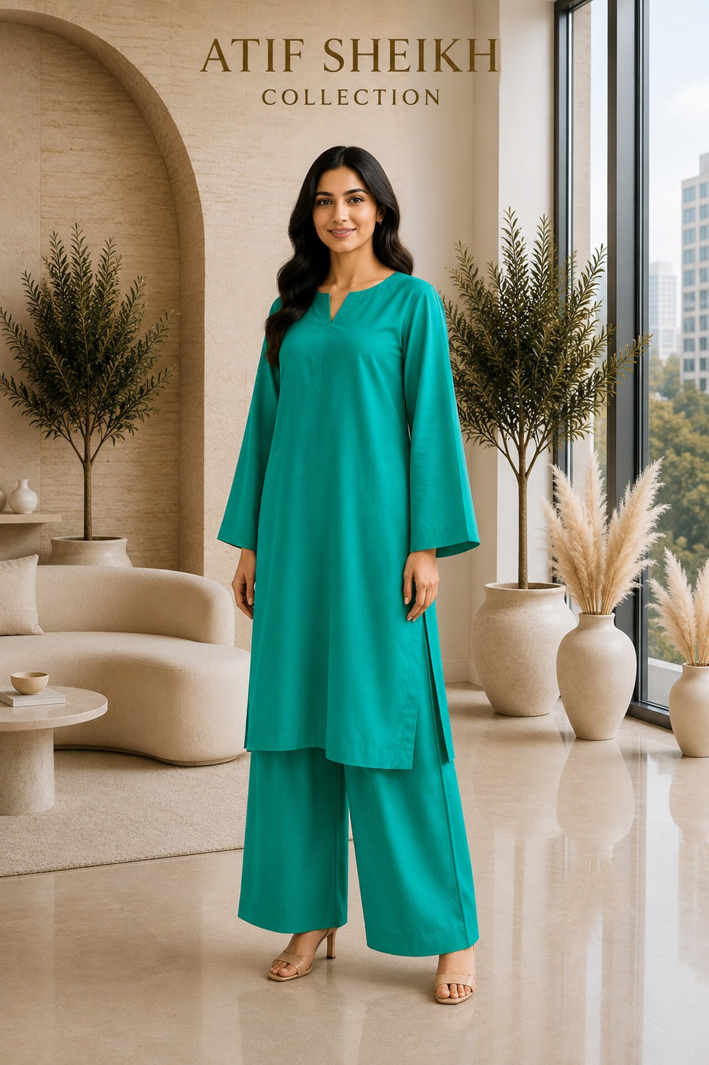 Solid pure lawn stiched shalwar kameez 2pc se.grn