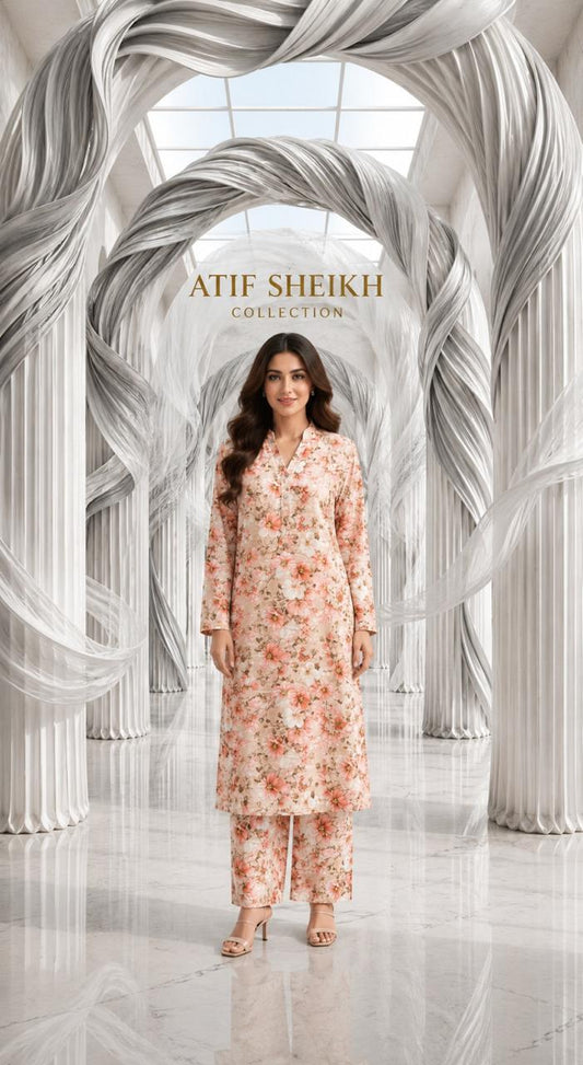 Marina stiched long shalwar kameez 2 pc