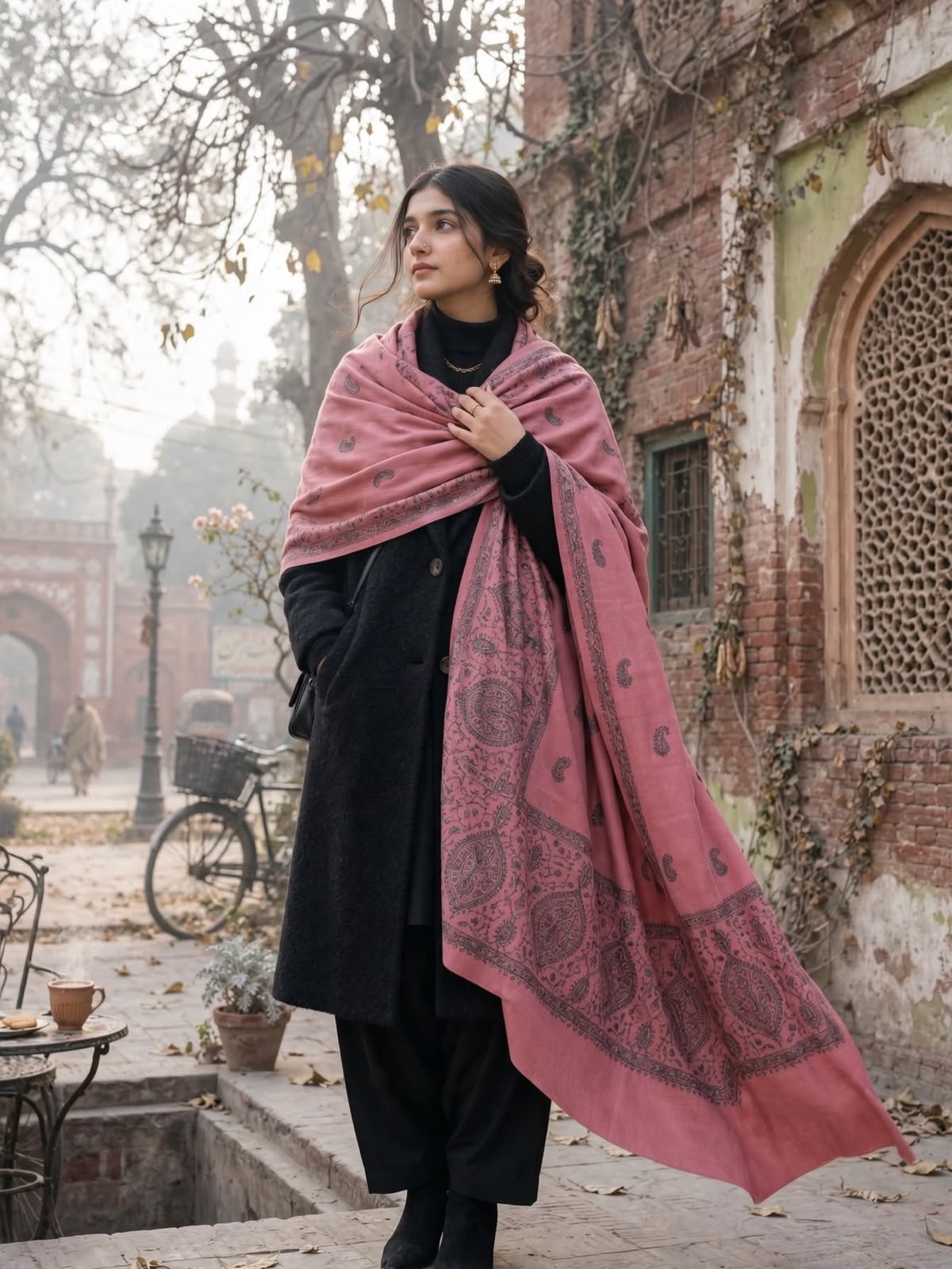 Pashmina woolen embroidered shawl  pnkemb