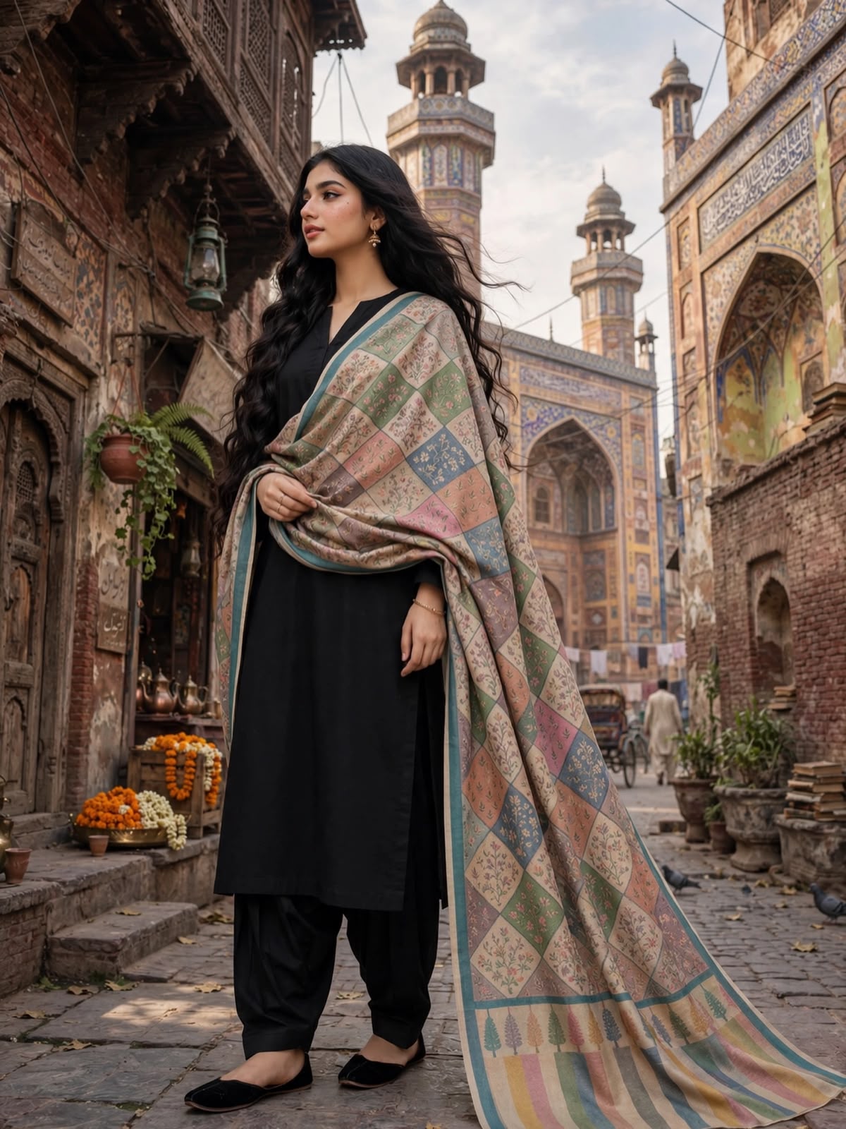 Pashmina woolen qalamkar  shawl