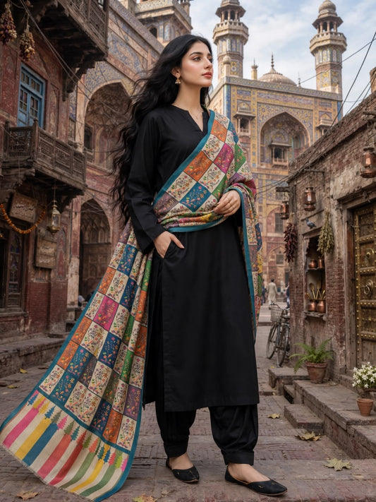 Pashmina woolen qalamkar  shawl
