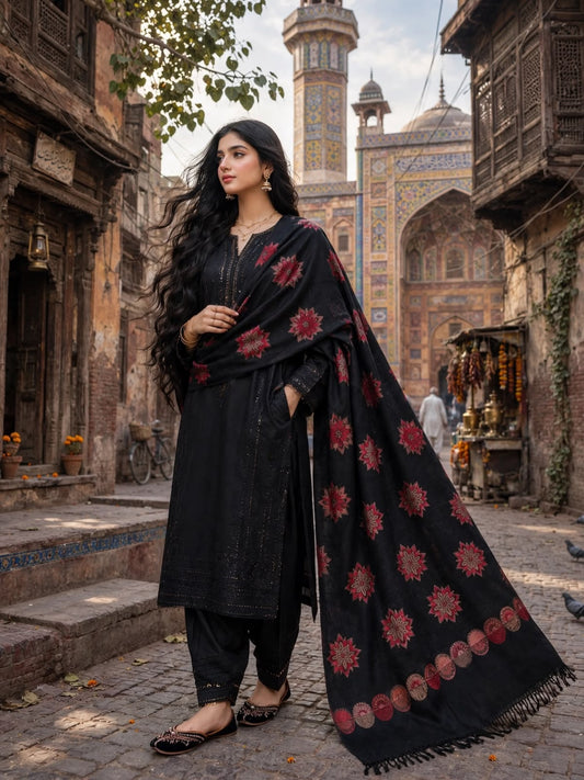 Pashmina woolen qalamkar  shawl