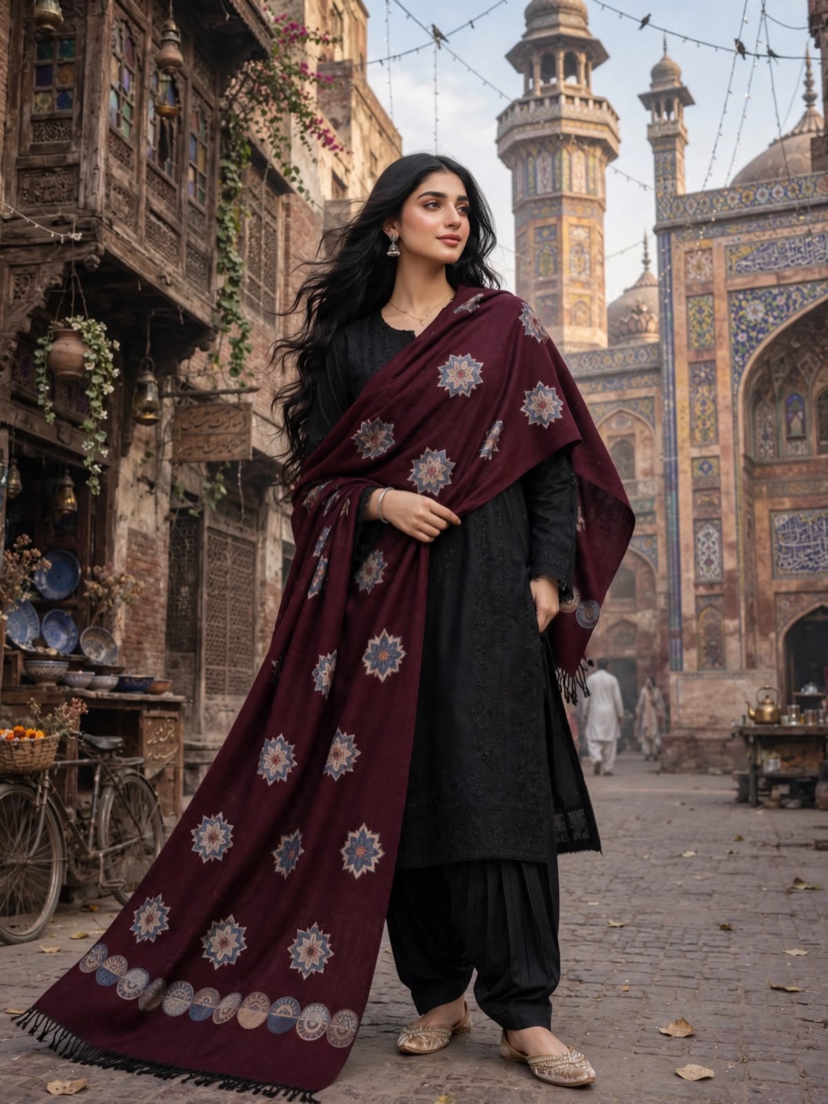 Pashmina woolen qalamkar  shawl