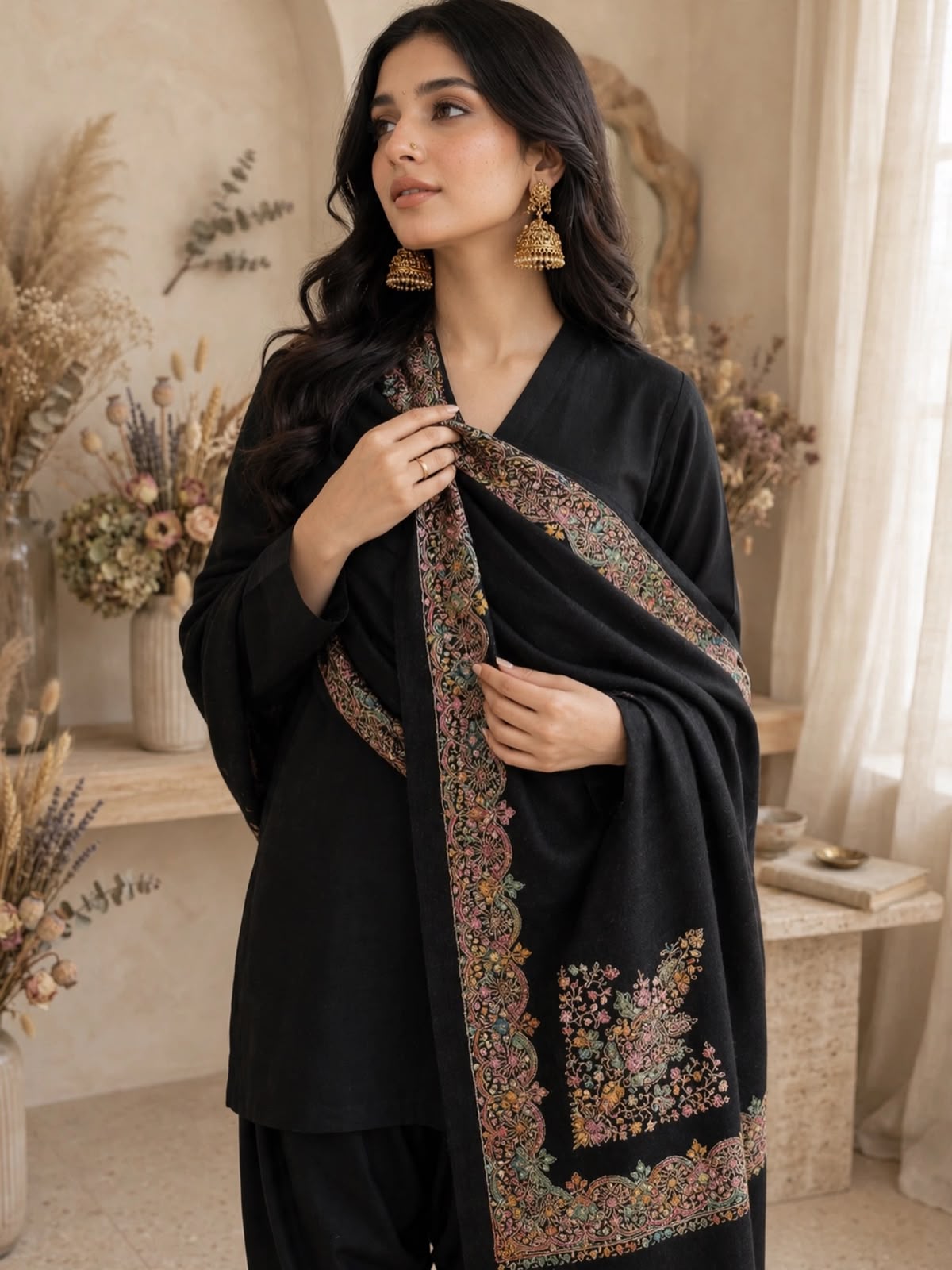Pashmina woolen qalamkar  shawl