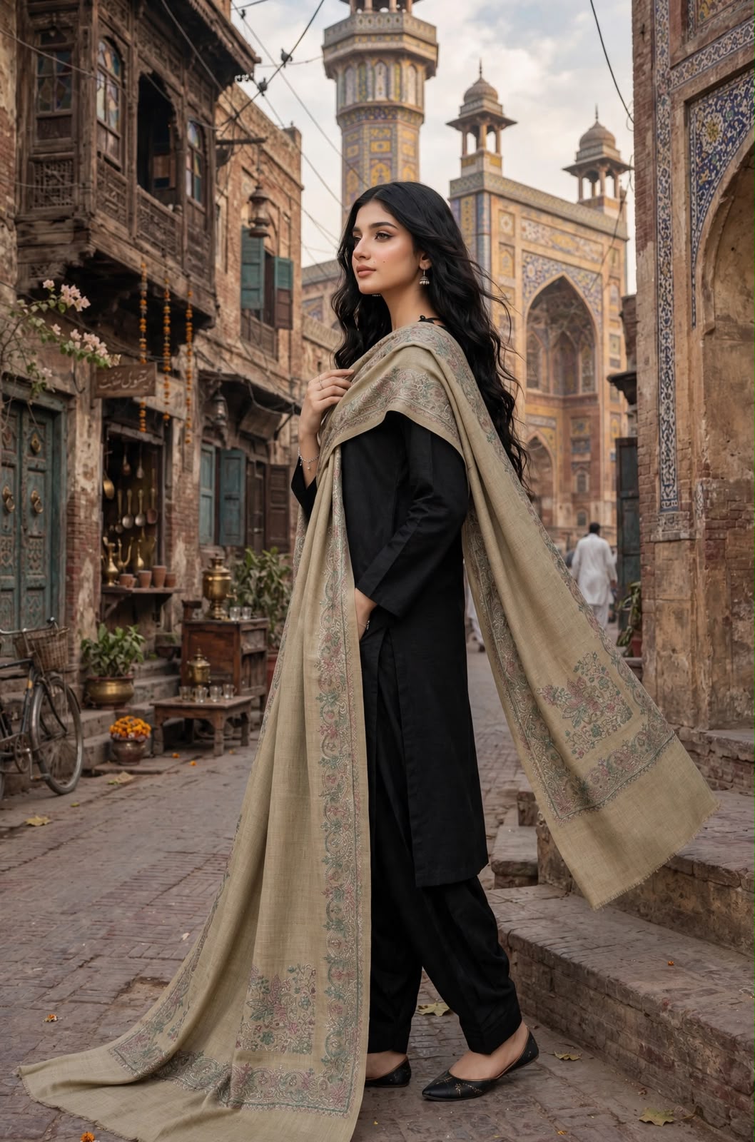 Pashmina woolen qalamkar  shawl