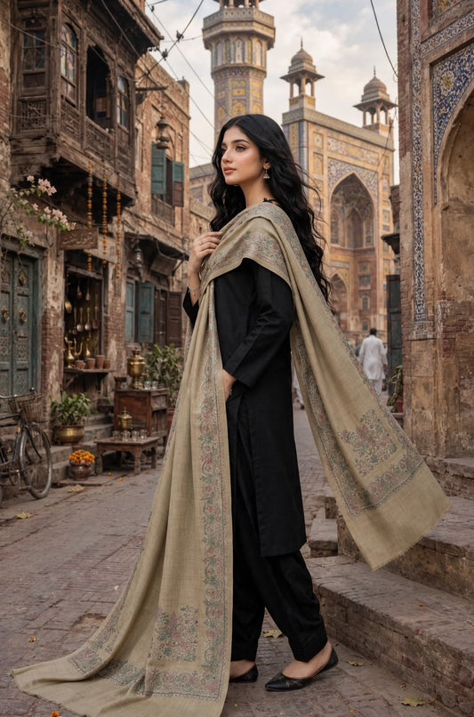 Pashmina woolen qalamkar  shawl