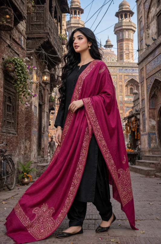Pashmina woolen qalamkar  shawl
