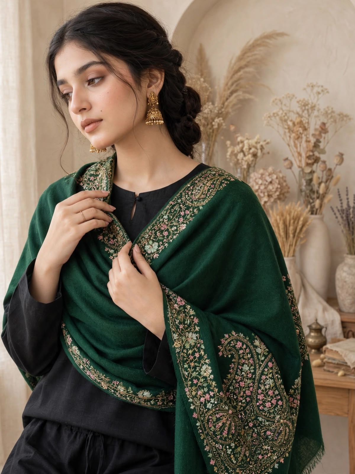Pashmina woolen qalamkar  shawl