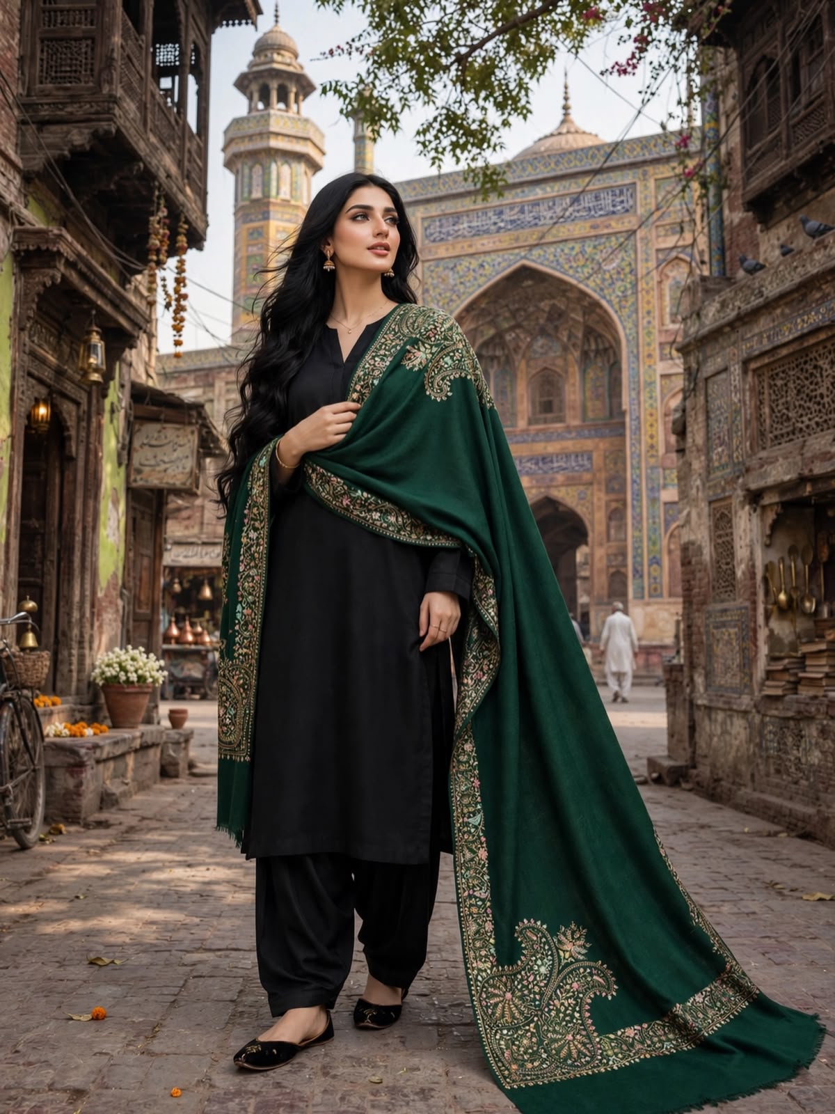 Pashmina woolen qalamkar  shawl