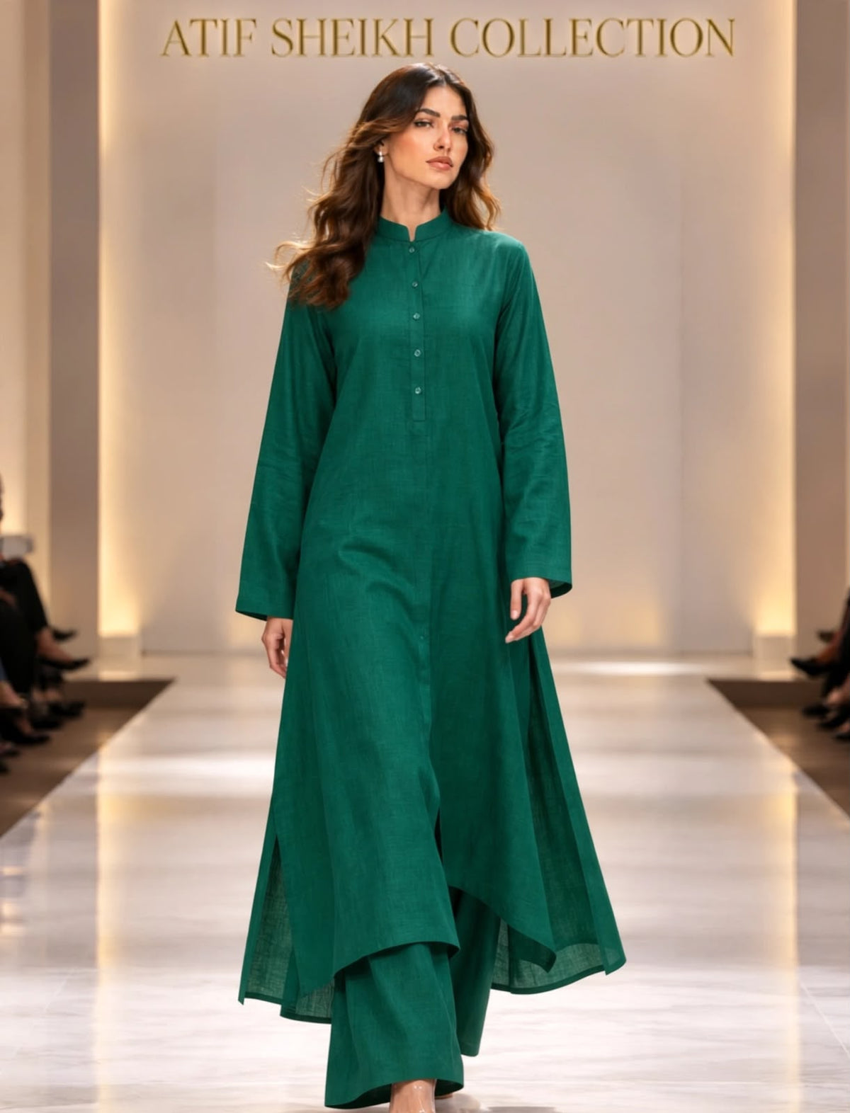 Laila woolen stiched long shirt trouser 2pc