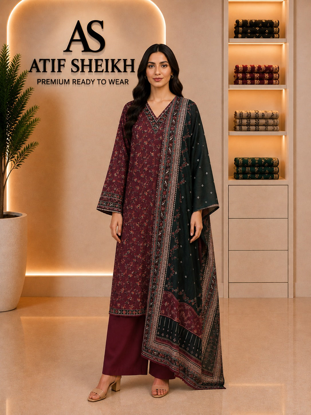Binsaeed premium lawn stiched shalwar kameez 3pc