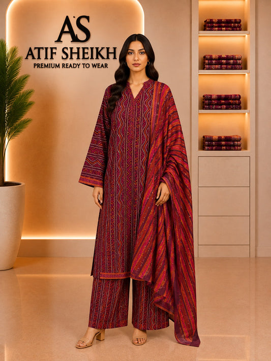 Binsaeed premium lawn stiched trouser shirt 3pc redor