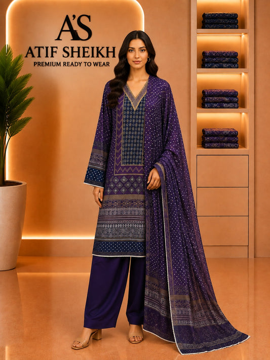 Binsaeed premium lawn stiched shalwar kameez 3pc mov