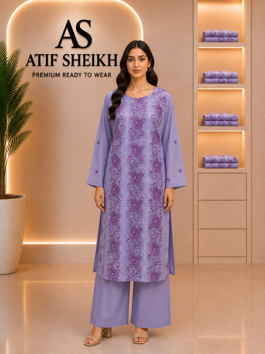 Breeze embroidered lawn stiched long shirt trouser 2pc inkck