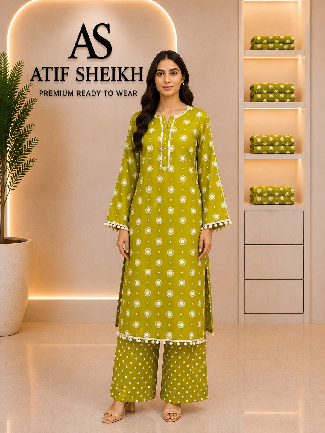 Lawn embroidered stiched shirt trouser 2pc dhni