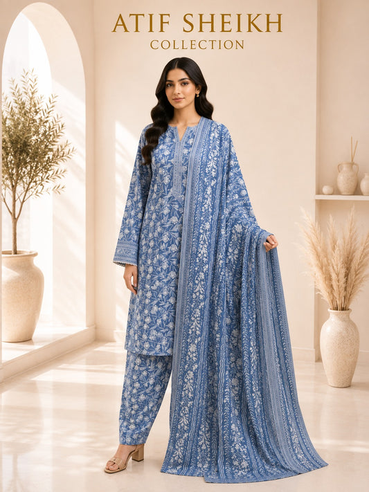 Binsaeed premium lawn stiched shirt trouser  3pc ice5