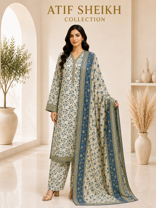 Bin saeed premium lawn stiched long shirt trouser 3 pc bin