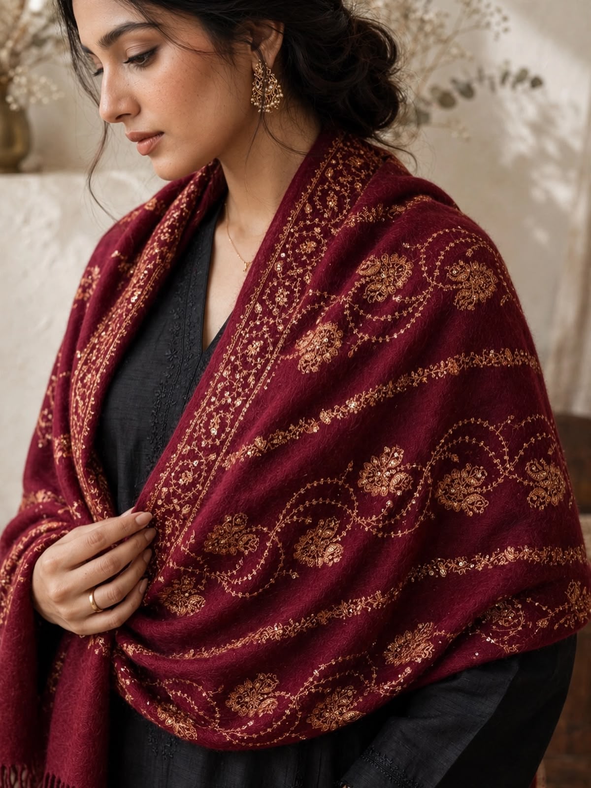 Pashmina woolen embroidered shawl redemb