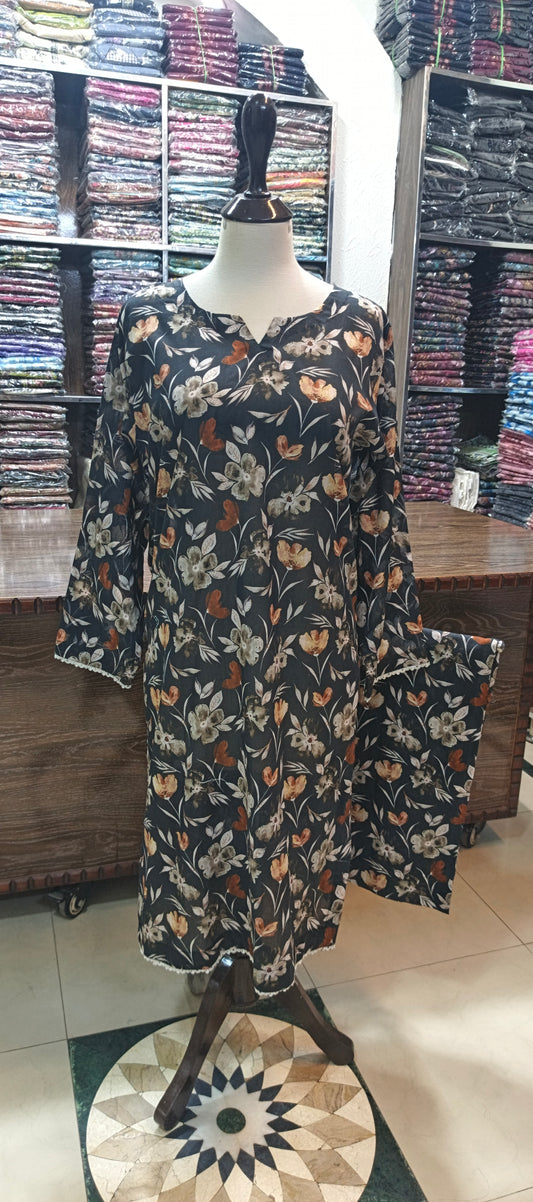 Bin saeed premium lawn stiched shirt trouser 2 pc