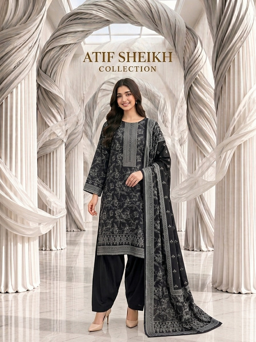 Marina stiched shalwar kameez 3pc blk